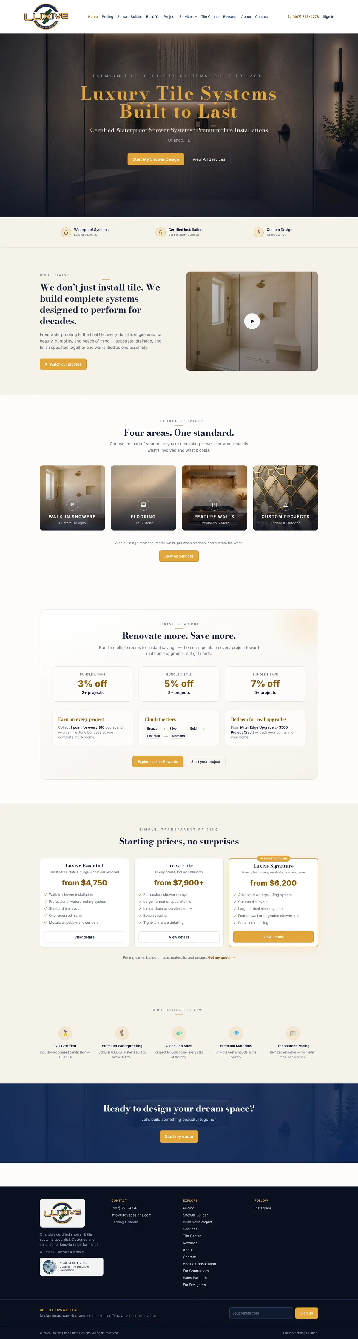 The Luxive Tile & Stone Designs home page