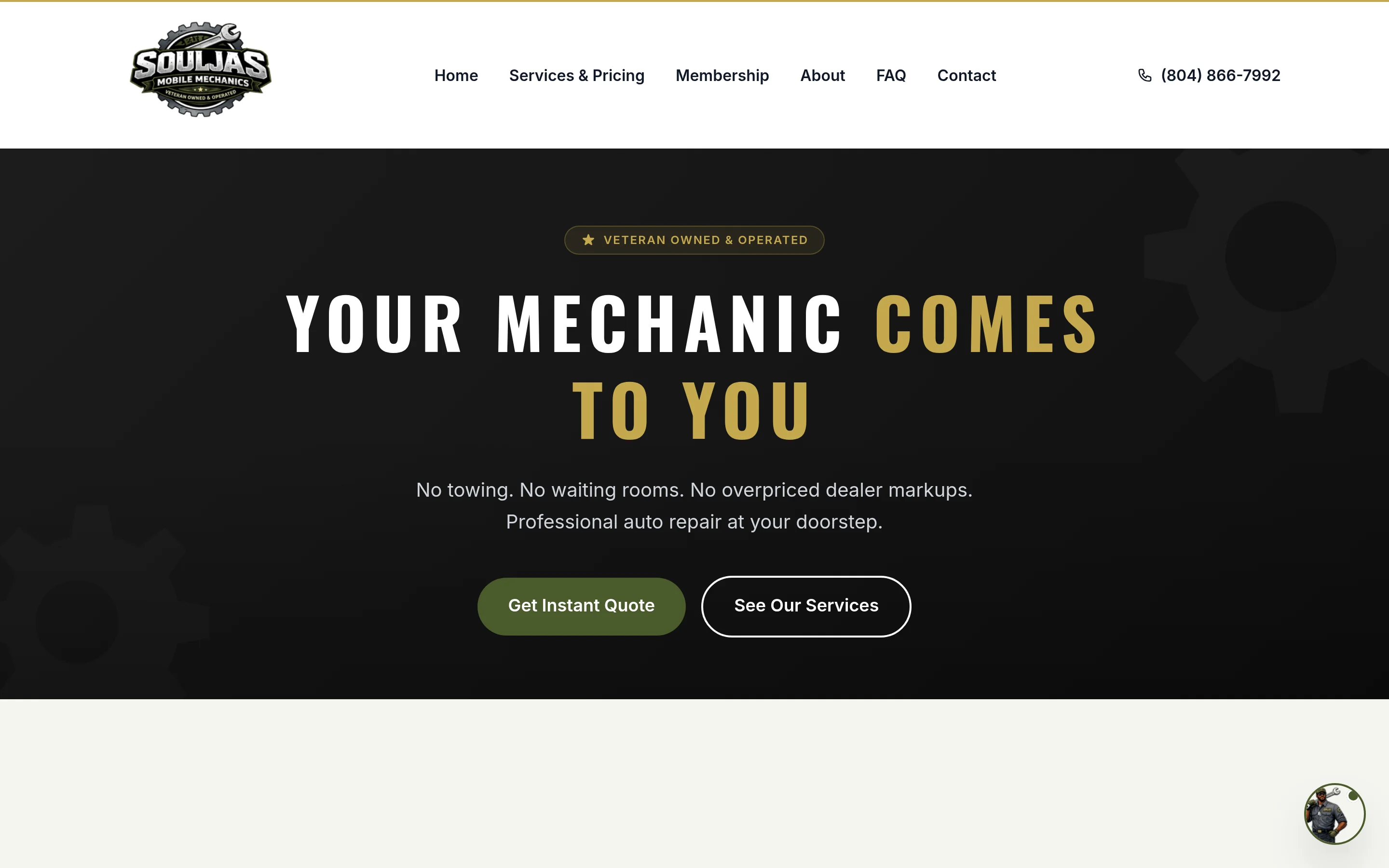 Soulja's Mobile Mechanics live site screenshot